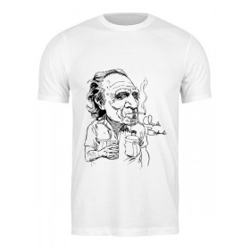 Мужская футболка с принтом Чарльз Буковски(Charles Bukowski) в Кировске,  |  | Тематика изображения на принте: 