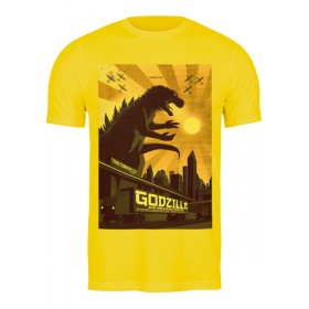 Мужская футболка с принтом Godzilla yellow в Кировске,  |  | Тематика изображения на принте: 