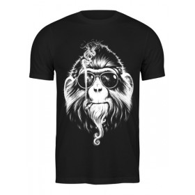 Мужская футболка с принтом Курящая горилла в Кировске,  |  | 