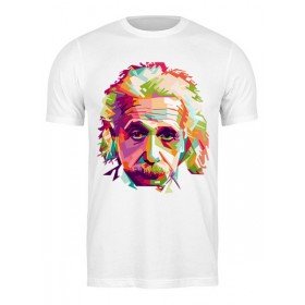 Мужская футболка с принтом Альберт Эйнштейн (Albert Einstein) в Кировске,  |  | Тематика изображения на принте: 
