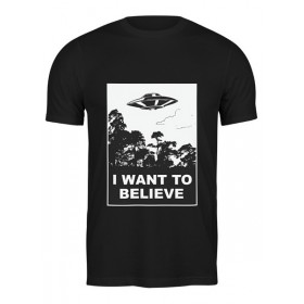 Мужская футболка с принтом I Want to Believe (X-Files) в Кировске,  |  | Тематика изображения на принте: 