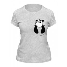 Женская футболка с принтом Панда в Кармане в Кировске,  |  | Тематика изображения на принте: 