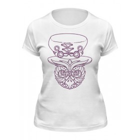 Женская футболка с принтом Механическая сова в шляпе в Кировске,  |  | 