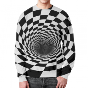 full_print_sweatshirt с принтом ВОРОНКА ШАХМАТНАЯ. ЧЕРНОЕ И БЕЛОЕ. в Кировске,  |  | Тематика изображения на принте: 