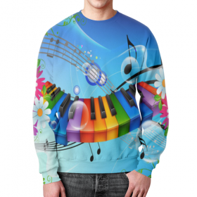 full_print_sweatshirt с принтом МУЗЫКА .НОТЫ.ЗВУК.КЛАВИШИ.ПИАНИНО.ЦВЕТЫ. в Кировске,  |  | Тематика изображения на принте: 