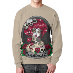 full_print_sweatshirt с принтом Sugar skull girl в Кировске,  |  | Тематика изображения на принте: 