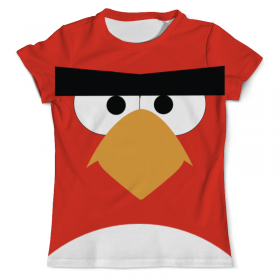 Мужская футболка 3D с принтом Angry Birds в Кировске, Футболка с нанесением полноцветного изображения по всей поверхности может быть выполнена в двух вариантах - ХЛОПОК и СИНТЕТИКА. | Хлопок - ткань из 100% хлопка высшего качества пенье.  <br>Синтетика - ткань с высоким содержанием синтетического волокна (до 80%).  Материал хорошо тянется, имеет приятную на ощупь фактуру | 