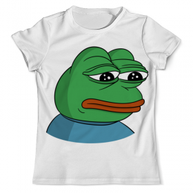 full_print_tee с принтом Pepe the frog в Кировске, Футболка с нанесением полноцветного изображения по всей поверхности может быть выполнена в двух вариантах - ХЛОПОК и СИНТЕТИКА. | Хлопок - ткань из 100% хлопка высшего качества пенье.  <br>Синтетика - ткань с высоким содержанием синтетического волокна (до 80%).  Материал хорошо тянется, имеет приятную на ощупь фактуру | 