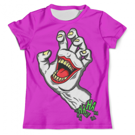 full_print_tee с принтом Hand Joker в Кировске, Футболка с нанесением полноцветного изображения по всей поверхности может быть выполнена в двух вариантах - ХЛОПОК и СИНТЕТИКА. | Хлопок - ткань из 100% хлопка высшего качества пенье.  <br>Синтетика - ткань с высоким содержанием синтетического волокна (до 80%).  Материал хорошо тянется, имеет приятную на ощупь фактуру | Тематика изображения на принте: 