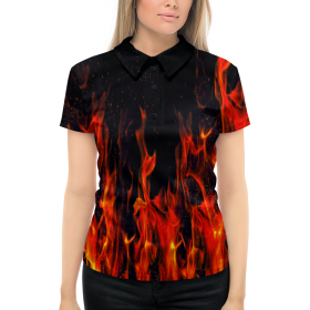 full_print_woman_polo с принтом Пламя в Кировске,  |  | 