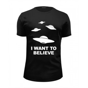 Мужская футболка Premium с принтом I Want to Believe (X-Files) в Кировске, Белый, черный, серый меланж, голубой: 100% хлопок, плотность 160 гр. Остальные цвета: 92% хлопок, 8% лайкра, плотность 170-180гр. |  | 
