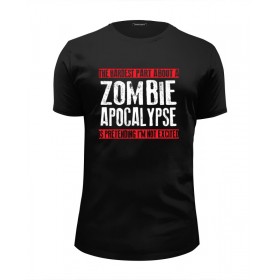 Мужская футболка Premium с принтом Zombie Apocalypse в Кировске, Белый, черный, серый меланж, голубой: 100% хлопок, плотность 160 гр. Остальные цвета: 92% хлопок, 8% лайкра, плотность 170-180гр. |  | 
