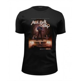 Мужская футболка Premium с принтом Ash vs Evil Dead / Эш против зловещих мертвецов в Кировске, Белый, черный, серый меланж, голубой: 100% хлопок, плотность 160 гр. Остальные цвета: 92% хлопок, 8% лайкра, плотность 170-180гр. |  | 