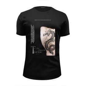Мужская футболка Premium с принтом Девушка с татуировкой дракона в Кировске, Белый, черный, серый меланж, голубой: 100% хлопок, плотность 160 гр. Остальные цвета: 92% хлопок, 8% лайкра, плотность 170-180гр. |  | 