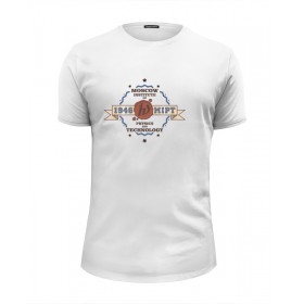 Мужская футболка Premium с принтом МФТИ в Кировске, Белый, черный, серый меланж, голубой: 100% хлопок, плотность 160 гр. Остальные цвета: 92% хлопок, 8% лайкра, плотность 170-180гр. |  | 