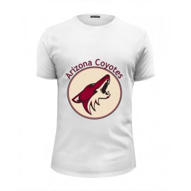 Мужская футболка Premium с принтом Arizona Coyotes в Кировске, Белый, черный, серый меланж, голубой: 100% хлопок, плотность 160 гр. Остальные цвета: 92% хлопок, 8% лайкра, плотность 170-180гр. |  | Тематика изображения на принте: 