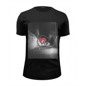 Мужская футболка Premium с принтом Rise Against - logo в Кировске, Белый, черный, серый меланж, голубой: 100% хлопок, плотность 160 гр. Остальные цвета: 92% хлопок, 8% лайкра, плотность 170-180гр. |  | Тематика изображения на принте: 