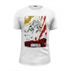 Мужская футболка Premium с принтом Godzilla Japan в Кировске, Белый, черный, серый меланж, голубой: 100% хлопок, плотность 160 гр. Остальные цвета: 92% хлопок, 8% лайкра, плотность 170-180гр. |  | 