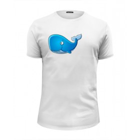 Мужская футболка Premium с принтом Голубой морской кит-кашалот в Кировске, Белый, черный, серый меланж, голубой: 100% хлопок, плотность 160 гр. Остальные цвета: 92% хлопок, 8% лайкра, плотность 170-180гр. |  | 