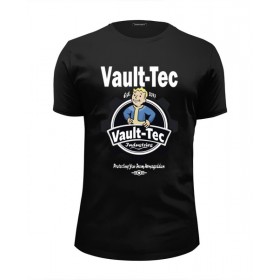 Мужская футболка Premium с принтом Fallout Vault-Tec в Кировске, Белый, черный, серый меланж, голубой: 100% хлопок, плотность 160 гр. Остальные цвета: 92% хлопок, 8% лайкра, плотность 170-180гр. |  | 