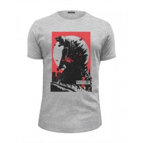 Мужская футболка Premium с принтом Godzilla gray в Кировске, Белый, черный, серый меланж, голубой: 100% хлопок, плотность 160 гр. Остальные цвета: 92% хлопок, 8% лайкра, плотность 170-180гр. |  | 