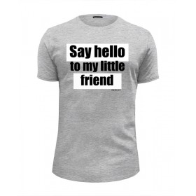 Мужская футболка Premium с принтом Say hello to my little friend / Scarface в Кировске, Белый, черный, серый меланж, голубой: 100% хлопок, плотность 160 гр. Остальные цвета: 92% хлопок, 8% лайкра, плотность 170-180гр. |  | 