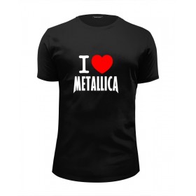 Мужская футболка Premium с принтом I love Metallica в Кировске, Белый, черный, серый меланж, голубой: 100% хлопок, плотность 160 гр. Остальные цвета: 92% хлопок, 8% лайкра, плотность 170-180гр. |  | 