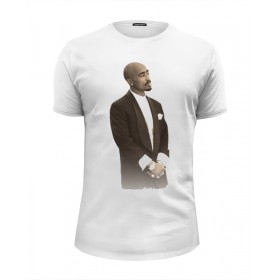 Мужская футболка Premium с принтом 2Pac Shakur в Кировске, Белый, черный, серый меланж, голубой: 100% хлопок, плотность 160 гр. Остальные цвета: 92% хлопок, 8% лайкра, плотность 170-180гр. |  | 