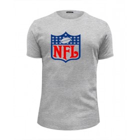 Мужская футболка Premium с принтом NFL в Кировске, Белый, черный, серый меланж, голубой: 100% хлопок, плотность 160 гр. Остальные цвета: 92% хлопок, 8% лайкра, плотность 170-180гр. |  | 