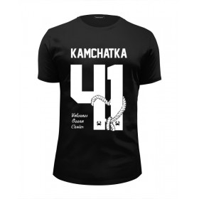 Мужская футболка Premium с принтом Kamchatka by DesignMinistry City в Кировске, Белый, черный, серый меланж, голубой: 100% хлопок, плотность 160 гр. Остальные цвета: 92% хлопок, 8% лайкра, плотность 170-180гр. |  | 