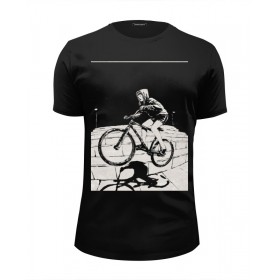 Мужская футболка Premium с принтом девушка на велосипеде в Кировске, Белый, черный, серый меланж, голубой: 100% хлопок, плотность 160 гр. Остальные цвета: 92% хлопок, 8% лайкра, плотность 170-180гр. |  | 