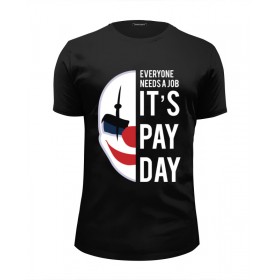 Мужская футболка Premium с принтом Payday в Кировске, Белый, черный, серый меланж, голубой: 100% хлопок, плотность 160 гр. Остальные цвета: 92% хлопок, 8% лайкра, плотность 170-180гр. |  | Тематика изображения на принте: 