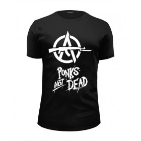 Мужская футболка Premium с принтом Punks Not Dead в Кировске, Белый, черный, серый меланж, голубой: 100% хлопок, плотность 160 гр. Остальные цвета: 92% хлопок, 8% лайкра, плотность 170-180гр. |  | 