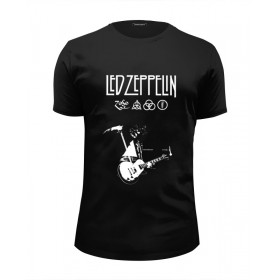 Мужская футболка Premium с принтом Led Zeppelin в Кировске, Белый, черный, серый меланж, голубой: 100% хлопок, плотность 160 гр. Остальные цвета: 92% хлопок, 8% лайкра, плотность 170-180гр. |  | 