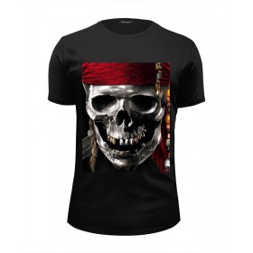 Мужская футболка Premium с принтом пираты карибского моря в Кировске, Белый, черный, серый меланж, голубой: 100% хлопок, плотность 160 гр. Остальные цвета: 92% хлопок, 8% лайкра, плотность 170-180гр. |  | 