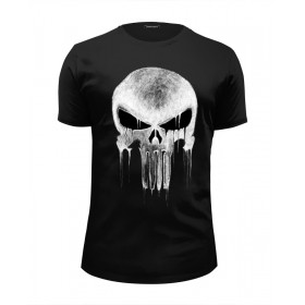 Мужская футболка Premium с принтом The Punisher 4 в Кировске, Белый, черный, серый меланж, голубой: 100% хлопок, плотность 160 гр. Остальные цвета: 92% хлопок, 8% лайкра, плотность 170-180гр. |  | 