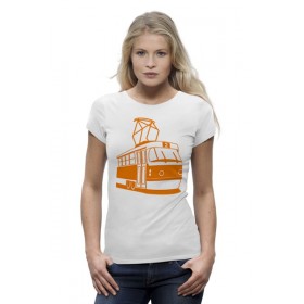Женская футболка Premium с принтом Трамвай в Кировске,  |  | 