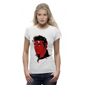 Женская футболка Premium с принтом Элвис Пресли Дьявол в Кировске,  |  | 