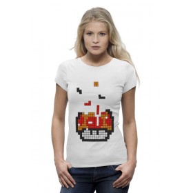 Женская футболка Premium с принтом Гриб из Марио (Тетрис) в Кировске,  |  | 