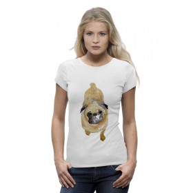 Женская футболка Premium с принтом Нарисованный мопс в Кировске,  |  | 