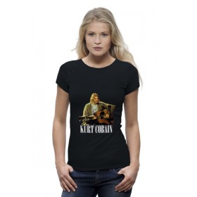 Женская футболка Premium с принтом Nirvana Kurt Cobain guitar t-shirt в Кировске,  |  | Тематика изображения на принте: 