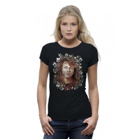 Женская футболка Premium с принтом Jon Bon Jovi ROCKHLOMA в Кировске,  |  | Тематика изображения на принте: 