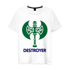 Мужская футболка хлопок с принтом Orc Fighter - Destroyer в Кировске, 100% хлопок | прямой крой, круглый вырез горловины, длина до линии бедер, слегка спущенное плечо. | destroyer | lineage