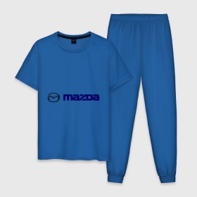 Мужская пижама хлопок с принтом Mazda в Кировске, 100% хлопок | брюки и футболка прямого кроя, без карманов, на брюках мягкая резинка на поясе и по низу штанин
 | 