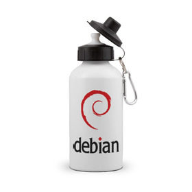 Бутылка спортивная с принтом debian в Кировске, металл | емкость — 500 мл, в комплекте две пластиковые крышки и карабин для крепления | debian | linux | дистрибутивы | линукс | ос