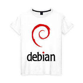 Женская футболка хлопок с принтом debian в Кировске, 100% хлопок | прямой крой, круглый вырез горловины, длина до линии бедер, слегка спущенное плечо | debian | linux | дистрибутивы | линукс | ос
