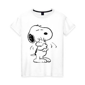 Женская футболка хлопок с принтом Snoopy в Кировске, 100% хлопок | прямой крой, круглый вырез горловины, длина до линии бедер, слегка спущенное плечо | snoopy | сгупи