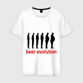 Мужская футболка хлопок с принтом Beer evolution в Кировске, 100% хлопок | прямой крой, круглый вырез горловины, длина до линии бедер, слегка спущенное плечо. | Тематика изображения на принте: beer evolution