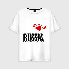 Женская футболка хлопок Oversize с принтом Russia leaf в Кировске, 100% хлопок | свободный крой, круглый ворот, спущенный рукав, длина до линии бедер
 | russia | россия | русский | сердце | че2012 | я русский