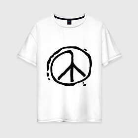 Женская футболка хлопок Oversize с принтом Пацифика в Кировске, 100% хлопок | свободный крой, круглый ворот, спущенный рукав, длина до линии бедер
 | графика | знак хиппи | мир | пацифизм | рисунок